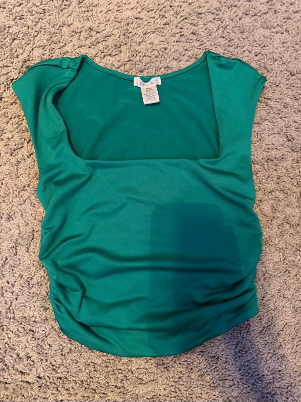 Bozzolo Teal Square Neck Cap Sleeve Top